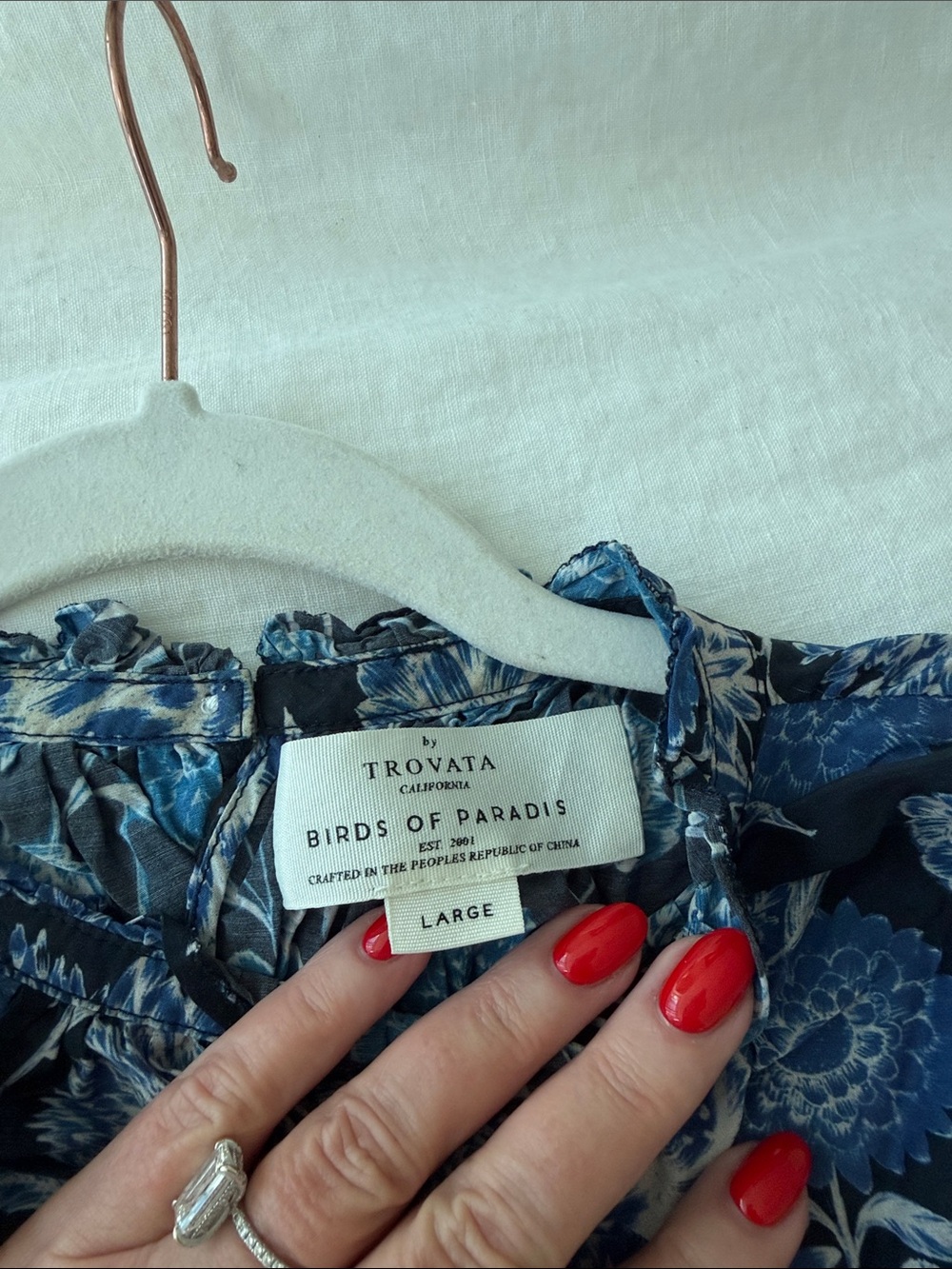 Trovata Blue and White Floral Ruffled Blouse - Picture 2 of 4
